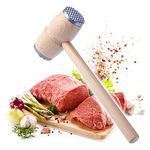 KADAX Meat Tenderiser with Wooden Handle, Meat Mallet with Durable Metal Surfaces for Effortless and Uniform Tenderising of Meat Cuts, Steak Hammer