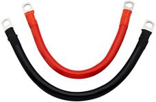 DAWRIS 2Pcs 2 AWG 30CM Auto Battery Cables, Red Black Car Battery Charger Cables Battery Cables Inverter Cables Leads with SC35-8 Ring Terminals Copper Wire for Truck, Motorcycle, Solar, RV, Marine