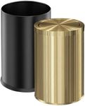 LEASYLIFE 9 Liter/2.4 Gallon, Small Gold Trash can with Swing lid, Bathroom Trash can, Bedroom Garbage bin,Trash bin for Office, Living Room, Metal,Brass Stainless Steel