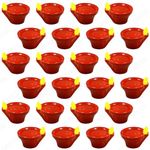 DIVUE Water Sensor Diya Lights Electric Flameless & Smokeless (24 PCS) Diya, Eco-Friendly Led Diyas Candle E-Diya Warm Ambient Lights for Home Decor, Diwali New Year Festivals Decoration(Red Diya 24)