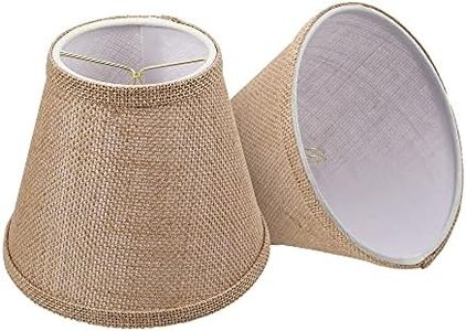 ALUCSET Double Mesh Small Lamp Shade Clip On Bulb Set of 2 for Candelabra Bulbs, Barrel Fabric Lampshade for Table Chandelier Wall Lamp 4x7x6 Inch, 2 PCS Pack (Brown)