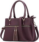 KKXIU Triple Compartment Purses and Handbags for Women Top Handle Satchel Shoulder Ladies Bags with Tassel (D-Wine)