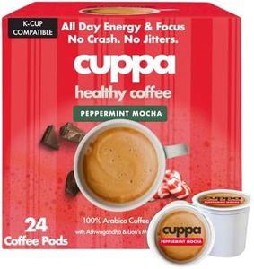 Cuppa Peppermint Mocha Healthy Mushroom Coffee Single Serve Pods (K-Cups) with Lion's Mane & Ashwagandha for All Day Energy & Focus - No Crash or Jitters - Nootropics for Brain Health, Gut Health, Immunity, Stress, Memory + Mood - 24 Servings