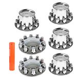 waltyotur Chrome Plastic Front & Rear Complete Axle Wheel Cover Kits with 33mm Thread-on Lug Nuts Set of 6 for Semi Trucks 2 for Front and 4 for Rear