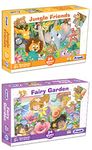 Frank Giant Floor Jigsaw Puzzles for Kids - Combo Pack of 2 with a Set of 24 Giant Cardboard Pieces Each - Jungle Friends & Fairy Garden Themed - Fun & Challenging Games - Age 3 Years Old & Above