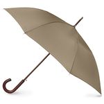 Totes Blue Line Auto Wooden Stick Umbrella, British Tan, One Size