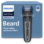 Philips Beard Trimmer 7000 Series - Self-Sharpening Metal Blades, 40 Lock-in Settings, BeardSense Technology, Hair Collector, 100% Waterproof, Charging Stand, Soft Pouch, Model BT7660/15
