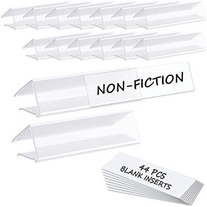 Shelf Label Holder,ChanQnTon 44PCS 3X7/8'' Shelf Labels,Tag Ticket Sign Label Holders Clip On for 5/8'' to 3/4''Thick Shelves with Matched Blank Inserts