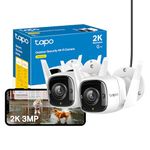 Tapo C310P2 2-Pack 2K Security Camera Outdoor Wired, Outdoor Camera No Monthly Fee, AI Detection, Advanced Night Vision, Two-Way Talk, IP66 Weatherproof, Works with Alexa & Google