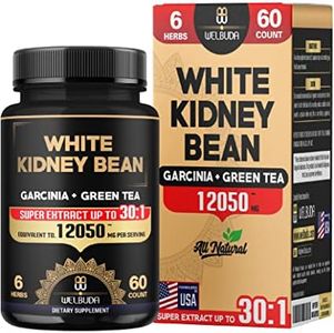 6in1 White Kidney Bean Extract 30:1 Capsules 12050 Mg - with Garcinia Cambogia, Green Tea, Olive Leaf, Green Coffee Bean & Black Pepper - Body Health, Strength & Immune Support - 60 Caps for 2 Month