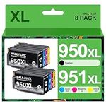 HALLOLUX for HP 950XL 951XL Ink Cartridges Combo Pack 8 Pack High Yield for HP 950 Ink Cartridges to use with HP OfficeJet Pro 8600, 8610, 8100, 8620, 8630, Printer (2 Black|2 Cyan|2 Magenta|2 Yellow)