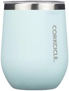Corkcicle Stemless Insulated Wine Glass Tumbler, Gloss Powder Blue, 12 oz – Stainless Steel Stemless Wine Glass Keeps Beverages Cold for 6 Hours, Hot for 3 Hours – Non-Slip, Easy-Grip