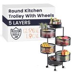 GLOBAL LOCAL Square Kitchen Trolley with Wheels Kitchen Organizer Accessories Items & Storage Onion Potato Rack/Vegetable Basket for Kitchen Storage Vegetable Onion Stand (5 Layer, Round)