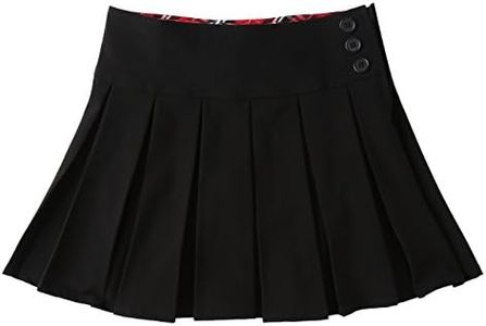 Bienzoe Girls School Uniform Skirt: Kids Adjustable Waist Pleated Dance Skort 6X Black