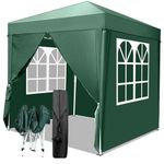 Outopee 2m x 2m Ez Pop Up Canopy Tent with 4 SideWalls, Outdoor Gazebo Portable Instant Canopy for Commercial Events, Backyard BBQ, Party, Wedding, Birthday, Green