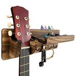 TTCR-II Guitar Wall Hangers Mount,Wooden Guitar Stand Holder Hanger Wall Mount Bracket Rack with 4 Hooks and Pick Holder for Ukulele Violin Bass Electric Guitars Acoustic Classical Guitar Accessories