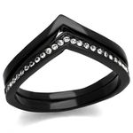 YourJewelleryBox Wedding Engagement Simulated Diamond Ring Stainless Steel Black Wishbone Size P Tk2302