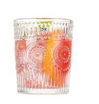 BINZO Drinking Glasses, Set of 6, 300 ml, Premium Beautiful Glassware for Water, Juice, Beer, Cold Drinks, Rock Glass, Ribbed Floral Design Tumblers MultiUse (Romantic, Small, Set of 6, 300 ml)