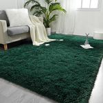 FlyDOIT 6x9 Feet Large Area Rugs for Living Room, Deep-Green Shaggy Rug Fluffy Throw Carpets, Ultra Soft Plush Modern Indoor Fuzzy Rugs for Bedroom Girls Kids Nursery Room Dorm Home Decor