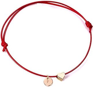 Hifunny 26 Letters F Red String Bracelet Love Heart Alphabet Bracelet for Men Women Adjustable Heart Initial Bracelet Jewelry