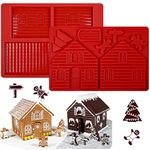 Webake Gingerbread House Mold Tray, Christmas Baking Silicone Molds for Cookie, Chocolate, Candy, Fondant, Gingerbread House Kit for Holiday (Pack of 2)