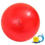 UDKI Yoga Ball for Exercise |Rose Red 85cm| Inflatable Rubber Gym Ball with Pump|Anti-Burst| for Balance, Stability, Training, Stretches, Pregnancy, Fitness Workout Ball for Women & Men