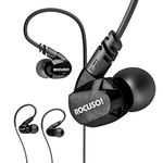 ROCUSO Noise-Isolating Musician's in Ear Monitor, Wired Over Ear Headphones with Microphone,Sport Earbuds for Running,Jogging,Gym,Compatible with iPhone, Cell Phones,Computers (Black)