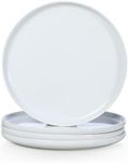 WishDeco Ceramic Dinner Plates Set of 4, Large Serving Plates 25cm/10 Inch, White Round Plates, Porcelain Serving Dishes for Salad, Pizza, Steak, Buffet, Microwave & Dishwasher Safe