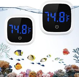 Upgraded Aquarium Thermometer, 2 Pack Wireless Digital Fish Tank Thermometer, Large LED HD Display ±0.1°F, Fahrenheit Tank Temperature Measurement for Fish, Axolotl, Turtle