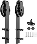 HomLxaLx Sliding Barn Door Hardware Rollers, Barn Door Hangers Only, Fit 1 3/8-1 3/4" Thickness Door Panel, Smooth and Quiet Industry Hangers, Big Wheel Shape-Black-2 Pack