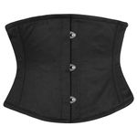 Moda of London Women's Steel Boned Mesh & Cotton Corset Short Torso Heavy Duty Truly Waist Trainer Underbust Corsets (UK, Alpha, XXL, Plus, Regular, Black Cotton (C07))