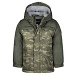 OshKosh B'Gosh Boys' Heavyweight Colorblock Puffer Coat Jacket, Thyme/Camo, 18 Months