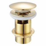 Xcel Home Gold Slotted Click Clack Dome Waste | Replacement Basin Brass Pop Up Mushroom Sink Basin Plug | Standard G 1 1/4" BSP connection | 1 pc (Standard) (Dome)