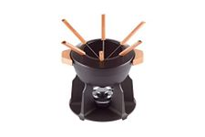 Le Creuset Enamelled Cast Iron Fondue Set, Include 2 Wooden Handles, Splash Guard, Rechaud and 6 Fondue Forks, 2 Litre Capacity, Black, 60612000000460