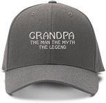 Speedy Pros Baseball Cap Grandpa Man, Myth, Legend Embroidery Family & Friends Grandfather Acrylic Hats for Men Women Strap Closure Dark Grey Design Only