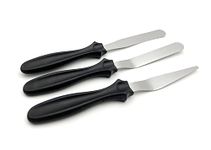 halteoly Offset Spatula,Icing Spatula Set with Straight4-5/8",Offset 4-1/2",Tapered 4-1/8" Stainless Steel Blade,Cake Decorating Tools,Frosting spatula Set of 3(Black)