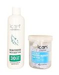 ICAN LONDON PROFESSIONAL CREAM PEROXIDE 30 VOL 9% 250 ML + RAPID BLUE POWDER BLEACH (JAR)80 G SET