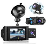 3 Channel Dash Cam Front and Rear Inside,1080P Three Way Triple Car Camera with 170°Wide Angle,4IR Night Vision,Dash Camera for Cars Uber Loop Recording,G-Sensor,Parking Monitor,24 Hours Recording