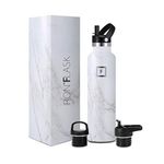 IRON °FLASK Sports Water Bottle - 24 oz, 3 Lids (Straw Lid) - Leak Proof, Durable Double Walled Stainless Steel - Gym Bottles for Men, Women & Kids - Insulated Thermos, Hot & Cold Hiking Canteen