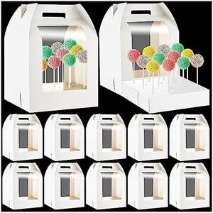HFAYDZSW Cake Pop Holder Boxes, 12Pcs Portable Cakepop Stand, 18 Holes Lollipops Holder Display Stand Clear Window for Weddings Baby Showers Birthday Parties