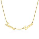 Custom 2 Name Necklace Personalized 18k Gold Plated Sterling Silver Customized Multi Nameplate Pendant Stacking Choker Dainty Jewelry Birthday Gift for Women Girls Mom (2 name)