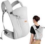 CUBY Baby Carriers from Newborn, Breathable Zipper Ergonomic Easy Wraps Carrier 3D Air Mesh Adjustable Head Neck Support Outdoor Front Backpack Baby Carriers Use Up to Aged 3 Years 44LBS (Light Grey)