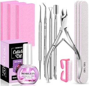 MORGLES Nail Care Kit, Manicure and Pedicure Tools Kit, 3 Nail File 100/180, 3 Buffer Block, Mulberry Cuticle Oil, Trimmer and Pusher