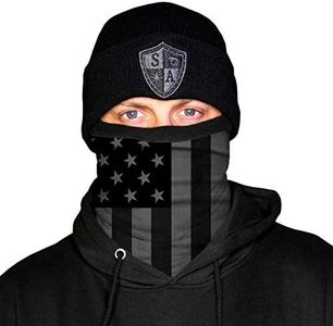 S A Frost Tech Thermal Fleece Face Shield | Winter Breathable Ski Mask Neck Gaiter Balaclava for Men and Women (Blackout American Flag)