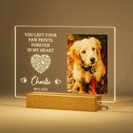 Bemaystar Personalized Dog Memorial Gifts Pet Loss Gifts Pet Memorial Plaque Custom Photo Night Lights Cat Memorial Photo Frame Sympathy Gifts with Picture Name Date