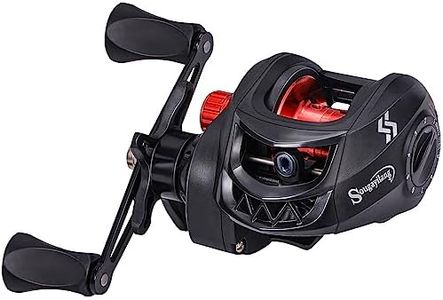 Sougayilang Baitcasting Reels, Smooth Casting Reel with Magnetic Braking System Bright Color Baitcaster Reel-Red-Right Handed