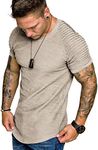 COOFANDY Mens Hipster Longline Tshirt Street Tee Fashion Shirt Khaki L