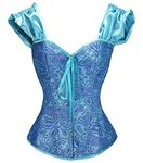 bslingerie® Womens Costume Princess Rushed Sleeve Bustier Corset Top, Blue Princess, XX-Large