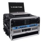 Sound Town Lightweight 6U PA DJ Rack/Road Case with 5U Rack Space, ABS Construction, 19” Depth, Retractable Handle, Wheels and Heavy-Duty Latches (STRC-A6UT)