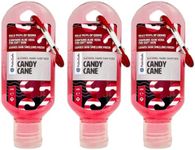 Palm Safe Candy Cane 3 Pack 60ml Anti Bacterial Premium Hand Sanitiser Travel Size Refillable Clip Bottle Quick Drying Non Sticky Extra Moisturising Kills 99.9% of Viruses and Bacteria